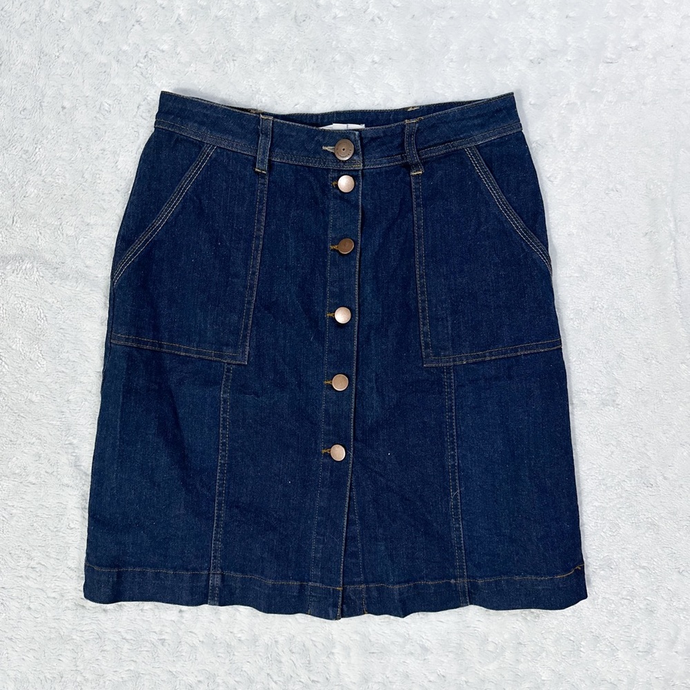 Bcbgeneration Denim Midi Button Front Midi Skirt - image 2